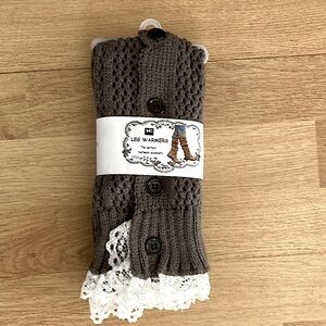 NWT Leg Warmer Stretchy Knit W/ Buttons & Lace